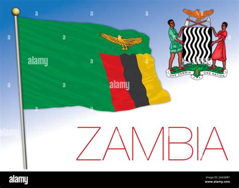 Zambia official national flag and coat of arms, african country, vector illustration Stock ...