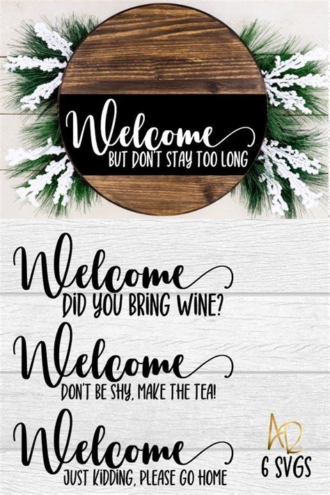 Funny Welcome Sign Set | 6 designs for wooden rounds mats | Funny ...