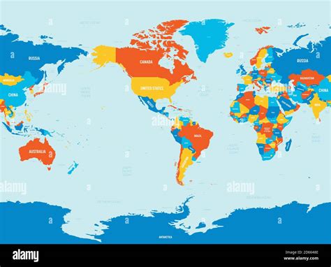 World map america centered hi-res stock photography and images - Alamy