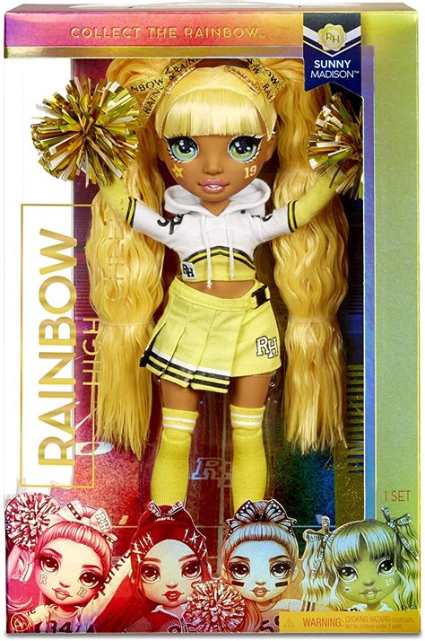 RAINBOW HIGH - CHEER SUNNY MADISON - Yellow Fashion Doll with Pom Poms ...