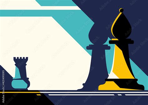 Abstract banner template with chess pieces. Strategy concept art in flat design. Stock Vector ...