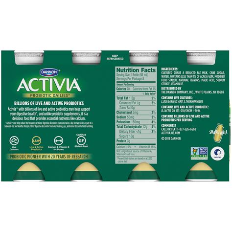 Nutritional Value Activia Vanilla Yogurt - Nutrition Ftempo