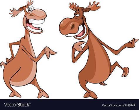 Cartoon characters two moose talk Royalty Free Vector Image