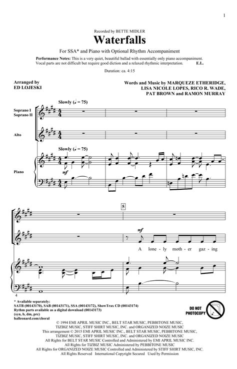 Waterfalls | Sheet Music Direct