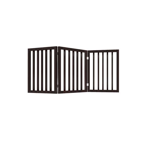 Petmaker 3-Panel Wooden Freestanding Folding Pet Gate in Brown ...