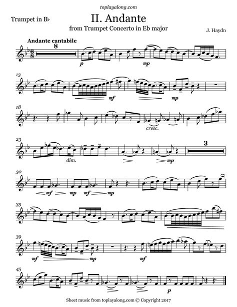 Trumpet Concerto in Eb major (II. Andante) – toplayalong.com