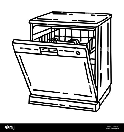 Dishwasher Part of Electronic for Kitchen and Washing Device Hand Drawn ...