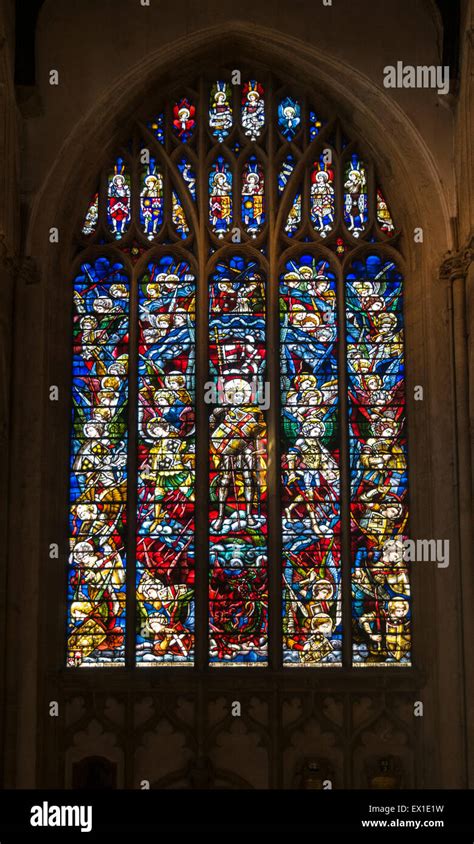 Stained glass window inside Christ Church College Chapel, Oxford Stock ...