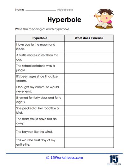 Hyperbole worksheets: Fun and Engaging Exercises for Figurative ...