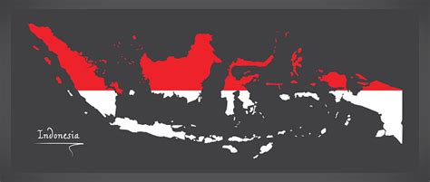 Peta Indonesia Dengan Ilustrasi Bendera Nasional Indonesia Ilustrasi Stok - Unduh Gambar ...