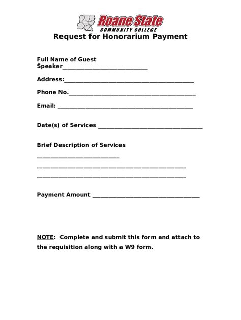 Sample of Honorarium Letter Doc Template | pdfFiller