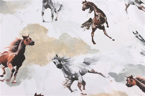 Horse Cotton Fabric by the Yard Wild Horses Fabrichorses - Etsy | Horse ...