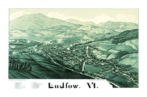 Historic old map of Ludlow, Vermont from 1885 - KNOWOL