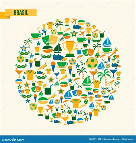 Brazil Lifestyle Sport and Culture Icon Set Stock Vector - Illustration ...