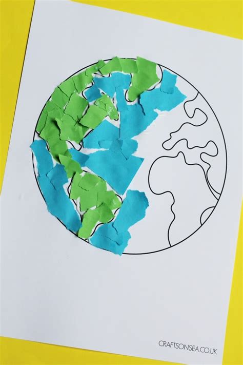 Torn Paper Earth Craft (With a FREE Template) - Crafts on Sea