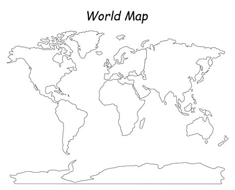 Simple World Map Outline | World map printable, World map outline, Free printable world map