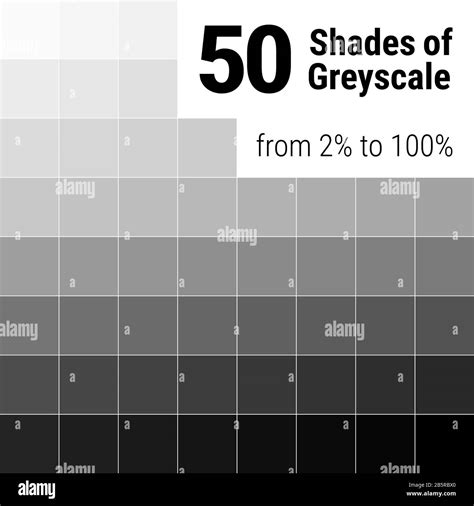 Greyscale palette. 50 shades of grey. Grey colors palette. Color shade chart. illustration Stock ...