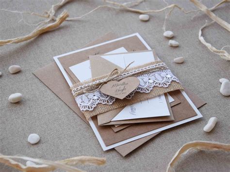 Burlap and Lace Wedding Invitations, Personalized Wedding Invitations Kit