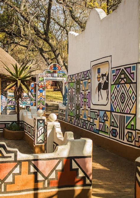 African Village. Traditional Ethnic Tribal Painting Style. Stock Photo - Image of gauteng, tribe ...