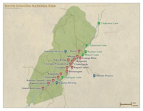 South Luangwa NP Map – Detailed map of South Luangwa National Park ...