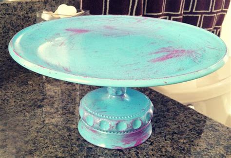 DIY, how to, painted cake stand with colors on top of the plate instead of just under. Use ...