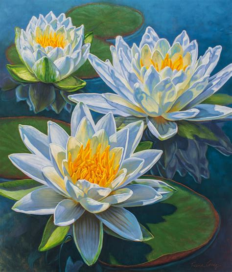 Water Lilies 12 - Fire And Ice Painting by Fiona Craig