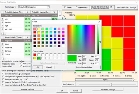 Modifying Risk Matrix colors - Project Risk Analysis Software and Project Risk Management ...