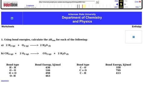 Enthalpy Worksheet for 10th - Higher Ed | Lesson Planet