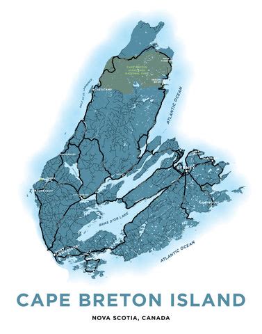 Cape Breton Island, Nova Scotia Map Print – Jelly Brothers