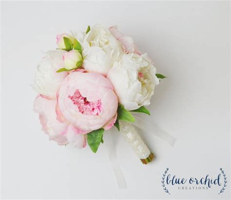 Peony Bouquet With White And Pink Peonies - Silk Peony Wedding Bouquet, Peonies, Cream And Blush ...