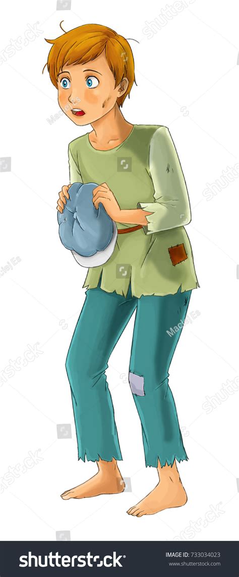 Beautifully Colored Cartoon Character Young Poor Stock Illustration ...