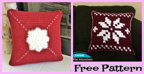 Crochet Snowflake Pillow - Free Patterns - DIY 4 EVER