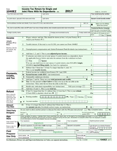 Irs Form 1040 Ez 2023 - Printable Forms Free Online