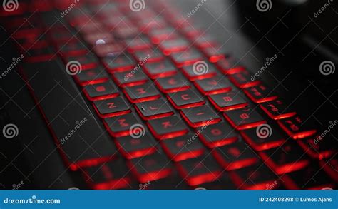 Red RGB Laptop Keyboard Keys Close Up Stock Photo - Image of notebook ...