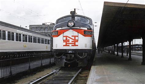 New Haven Railroad EMD FL-9 EDER - 5 class locomotive # 2029 is seen leading a train while ...