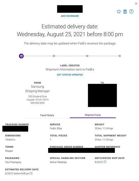 Fold 3 shipment update - ordered 8/11 8 PM, FedEx shipping label generated 8/14 12 PM ...