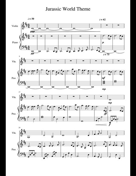 Jurassic World Theme sheet music for Violin, Piano download free in PDF or MIDI