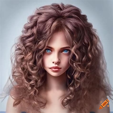 Mujer de pelo largo semi rizado y ojos azules on Craiyon
