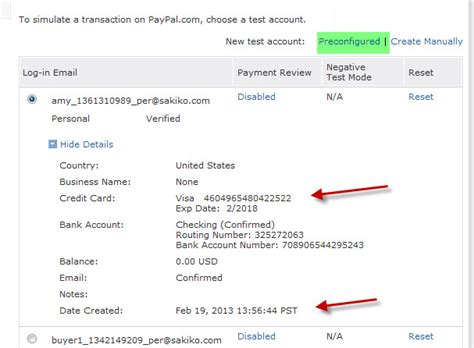 Paypal sandbox test credit card numbers - Stack Overflow