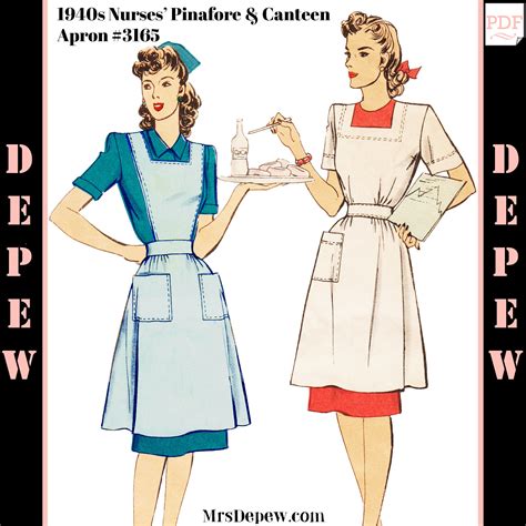 Vintage Sewing Pattern 1940s Nurses' Uniform Pinafore & | Etsy