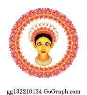 3 Maa Durga Face In Circle Frame Clip Art | Royalty Free - GoGraph
