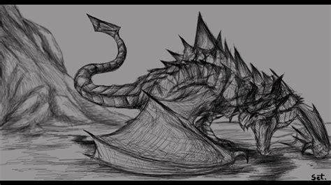 Skyrim Dragon - FAN ART - Boceto/Sketch [Speed Art]. - YouTube