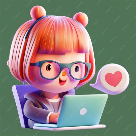 Premium Vector | A cute girl with laptop sticker vector