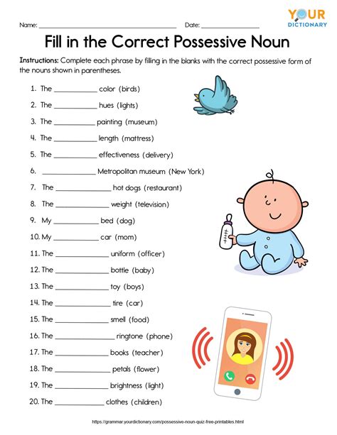 Possessive Nouns Worksheet Grade 1