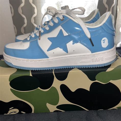 BAPE Men's Blue and White Trainers | Depop