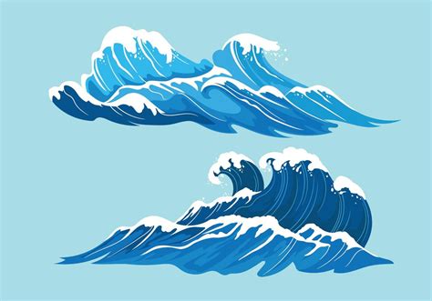 Set Illustration of High Seas with Giant Waves | Ilustración de mar ...