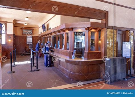 Inside the Old Historic Train Station at the Wooden Counter Which is ...