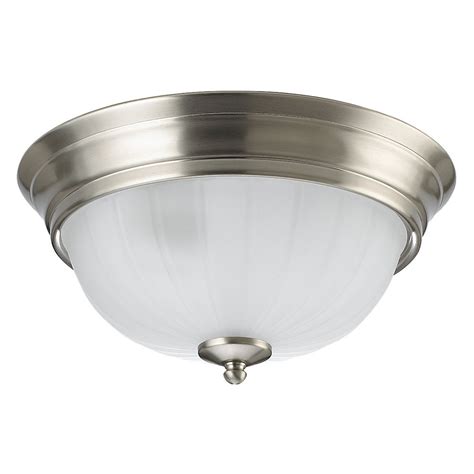 2 Light Brushed Nickel Fluorescent Ceiling Fixture