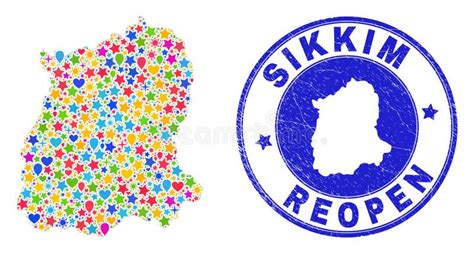 Reopening Sikkim State Map Collage and Grunge Stamp Stock Vector ...