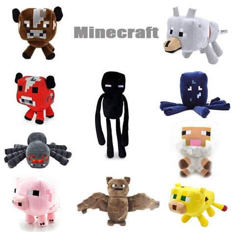 2016 New Minecraft Plush Toys Enderman Ocelot Pig Sheep Bat Mooshroom Squid Spider Wolf Animal ...